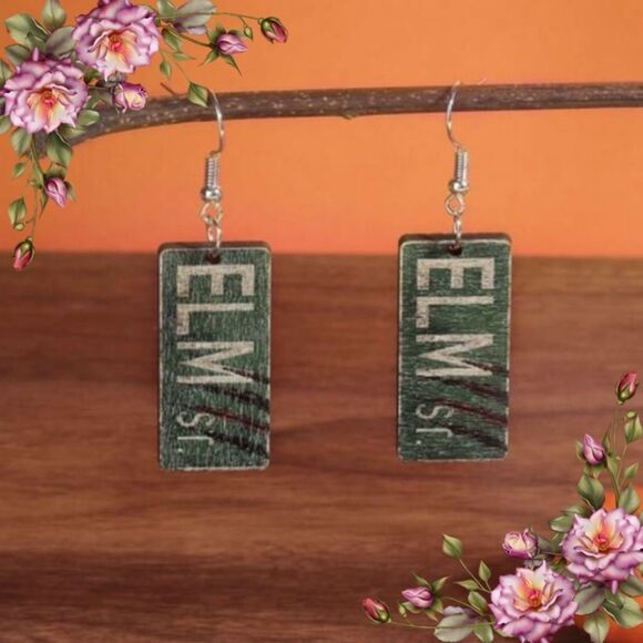 Jewelry - “ Nightmare on Elm street “ Wooden Graphic Print Earrings, Horror Halloween